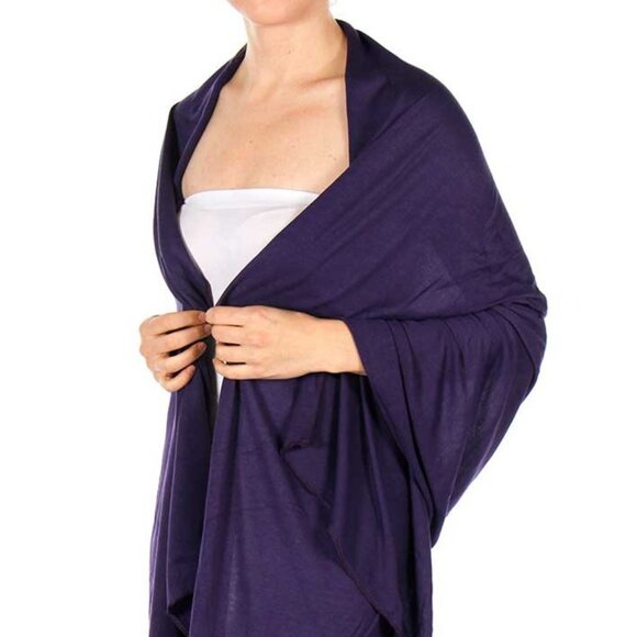 BOHO Oversized Grape Purple Diagonal Fringe Cut Viscose Shawl Wrap 76x30” Scarf - Picture 1 of 8